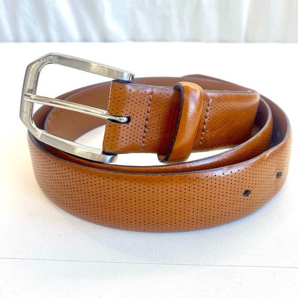 Johnston & Murphy Micro Perf Leather Belt Perforated Brown size 40 Made in Italy - Picture 5 of 17